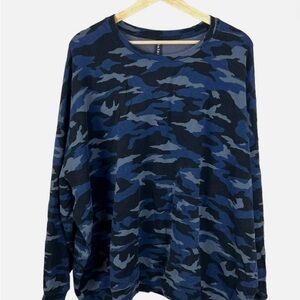 Athleta Womens Faded Blue Camo Studio to Street Printed Sweatshirt XL